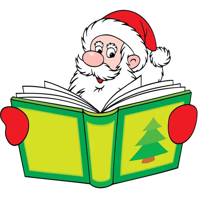 Julemanden læser bog farvet billede