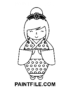 Sød Kokeshi-dukke farvelægning side