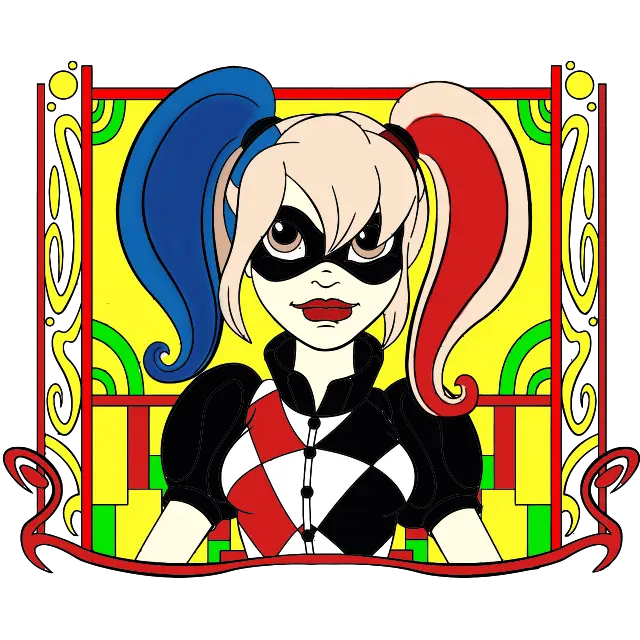 Harley Quinn Portret gekleurde afbeelding