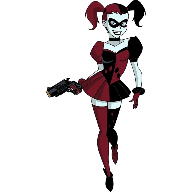 Harley Quinn Pistool gekleurde afbeelding