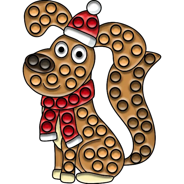 Pop-it Kersthond gekleurde afbeelding