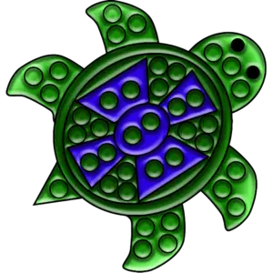 Pop-it Groene Schildpad gekleurde afbeelding