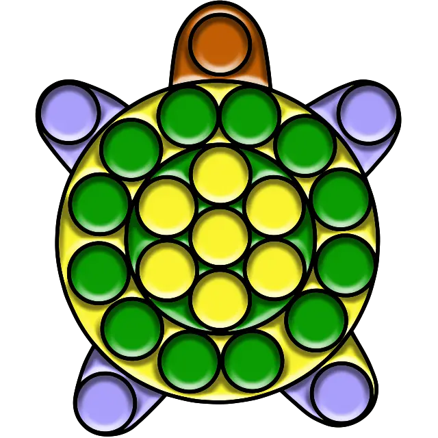 Pop-it Schildpad gekleurde afbeelding