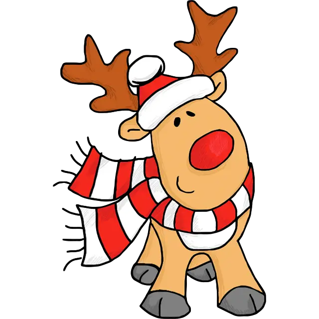 Kerst Rendier Rudolph gekleurde afbeelding