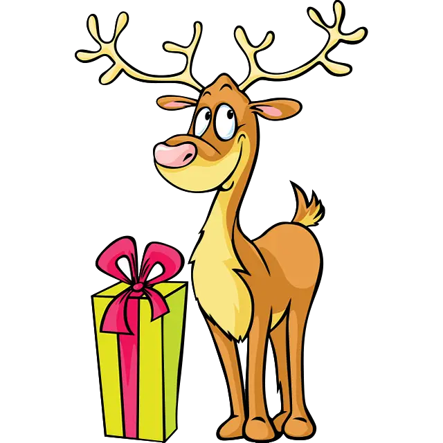 Kerstmis Rudolph met cadeau gekleurde afbeelding