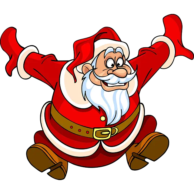 Santa Jumping met vreugde gekleurde afbeelding