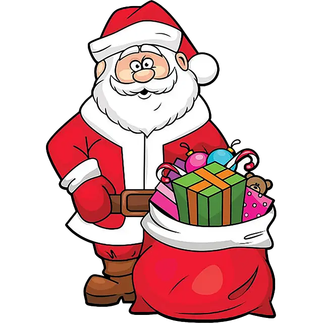 Kerstman met geschenken gekleurde afbeelding
