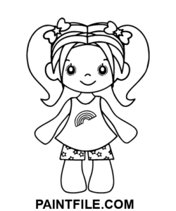 Blije pop clipart kleurplaat
