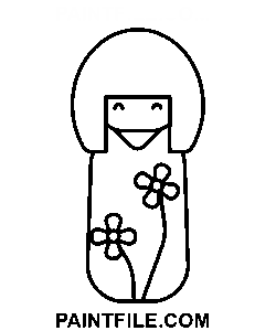 Kokeshi Doll Pictogram kleurplaat