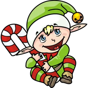 Świąteczny elf z cukierkami obraz kolorowy