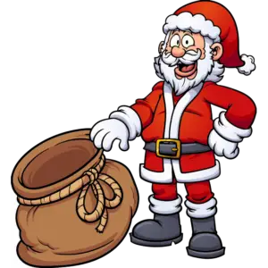Święty Mikołaj trzymający otwartą torbę obraz kolorowy