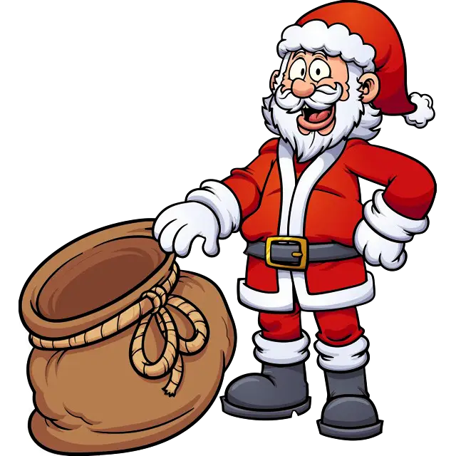 Święty Mikołaj trzymający otwartą torbę obraz kolorowy