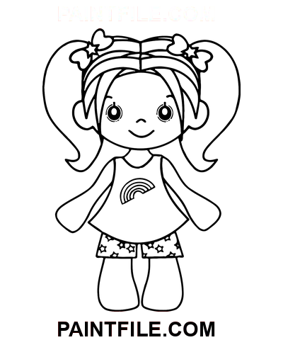 lycklig, docka Clipart målarbok