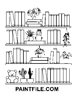 Böcker, linjeteckning målarbok