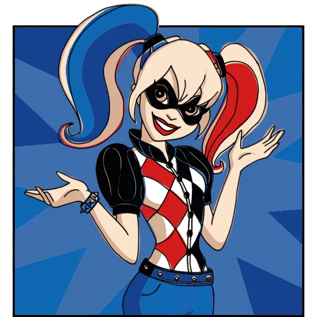 Super hrdina Harley Quinn barevný obrázek