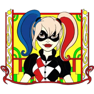 Portrét Harley Quinn barevný obrázek