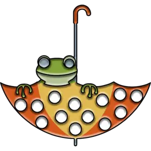 Žába v deštníku barevný obrázek