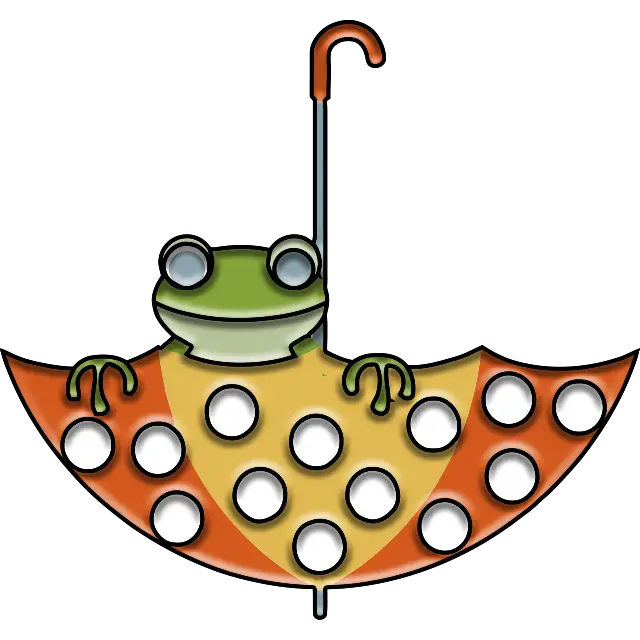 Žába v deštníku barevný obrázek