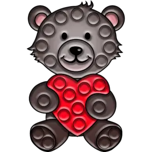 Pop-it medvěd se srdcem barevný obrázek