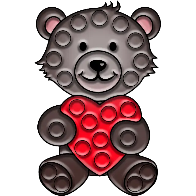 Pop-it medvěd se srdcem barevný obrázek