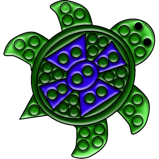 Pop-it zelená želva barevný obrázek