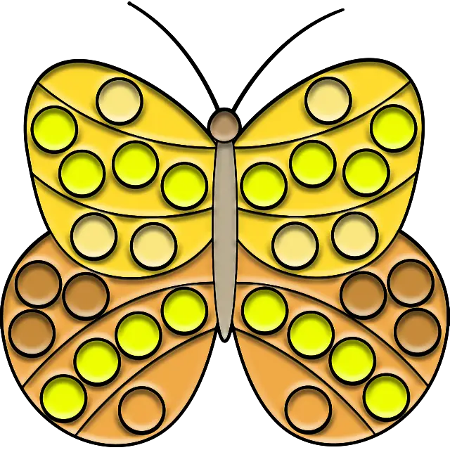 Pop-it žlutý motýl barevný obrázek