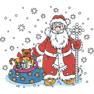 Vánoční Santa s taškou barevný obrázek