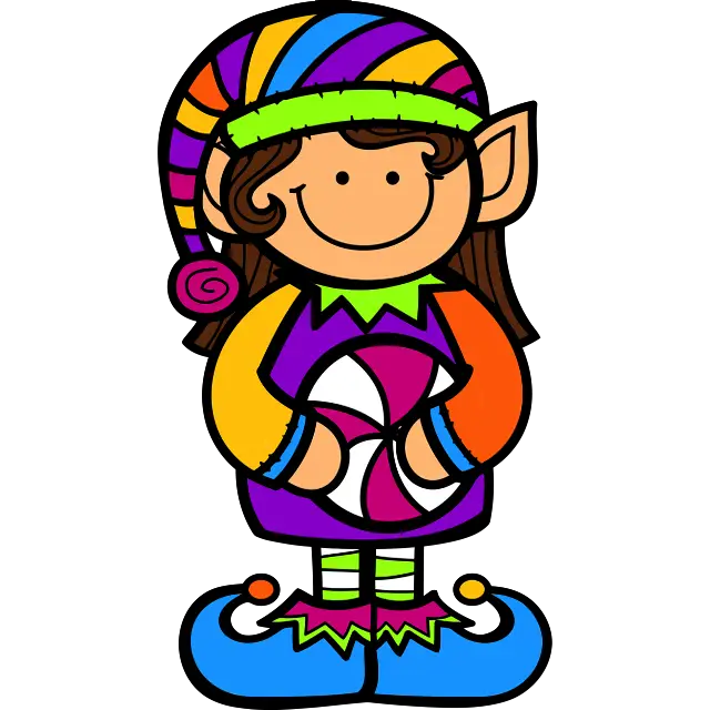 Vánoční elfí dívka barevný obrázek