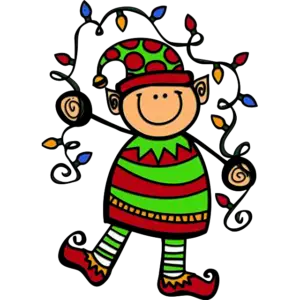 Elf s vánočními světýlky barevný obrázek