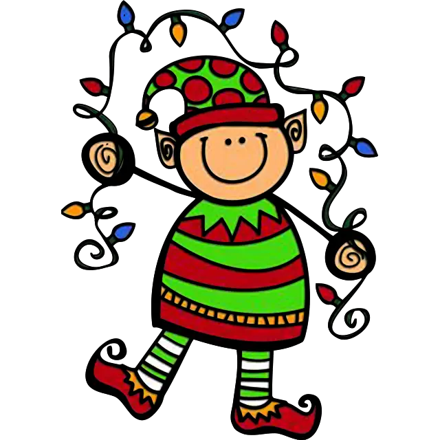Elf s vánočními světýlky barevný obrázek