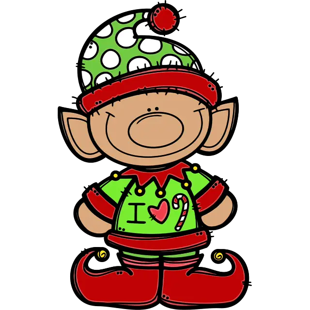 Vánoční elf úsměv barevný obrázek