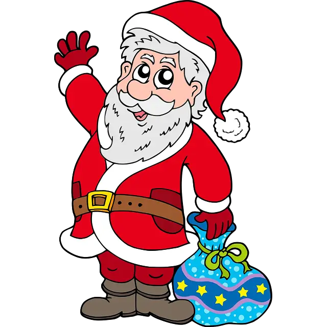 Vánoce Santa mává rukou barevný obrázek