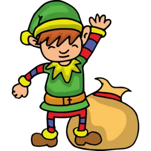 Elf s dárkovou taškou barevný obrázek