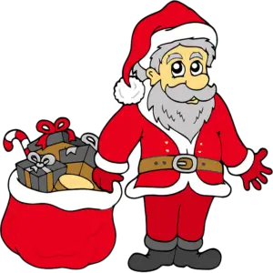 Šťastný Santa Claus s dárky barevný obrázek