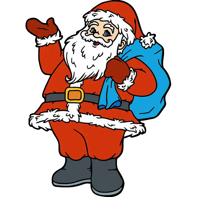 Santa Claus mává dětem barevný obrázek