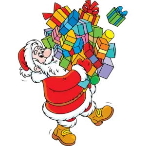 Santa Claus vánoční dárky barevný obrázek