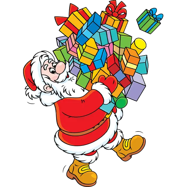 Santa Claus vánoční dárky barevný obrázek