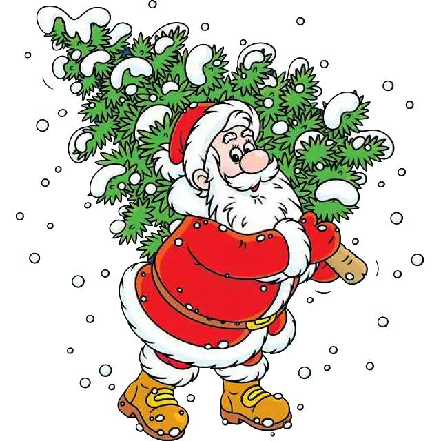 Santa s vánočním stromkem barevný obrázek