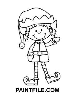 Vánoční zelený skřítek omalovánka
