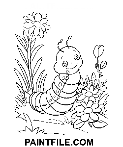 Kvetoucí housenka omalovánka