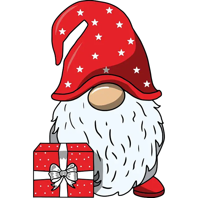 Gnome de Noël avec coffret cadeau image en couleur