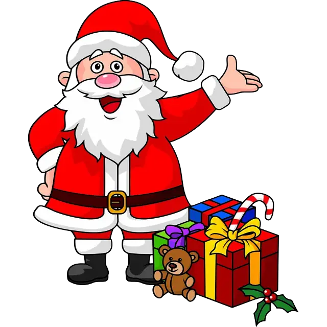 Père Noël avec cadeaux image en couleur