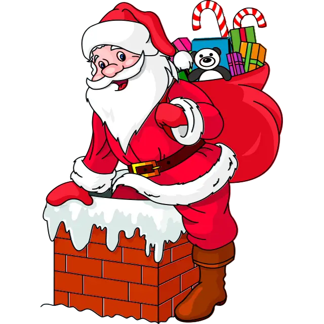 Père Noël avec des cadeaux de Noël image en couleur