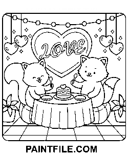 Pattes et cœurs pour l’expression créative coloriage