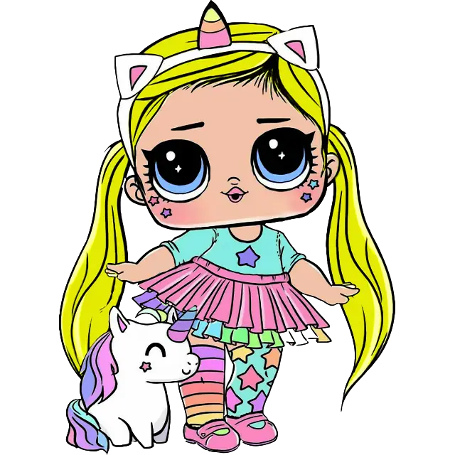 LOL Unicorn Doll imagine colorată