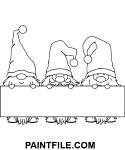 Crăciun Trei Gnomi Cu Banner pagina de colorat