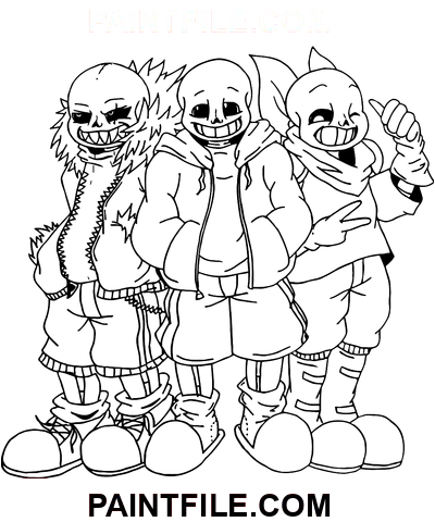 Trei Sans pagina de colorat