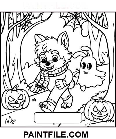 Spooky Times Line Art pagina de colorat