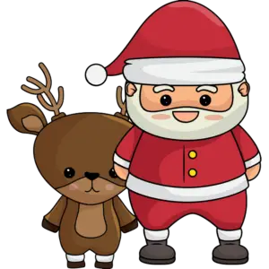 Санта Клаус с оленем цветная картинка