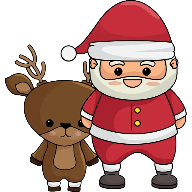 Санта Клаус с оленем цветная картинка
